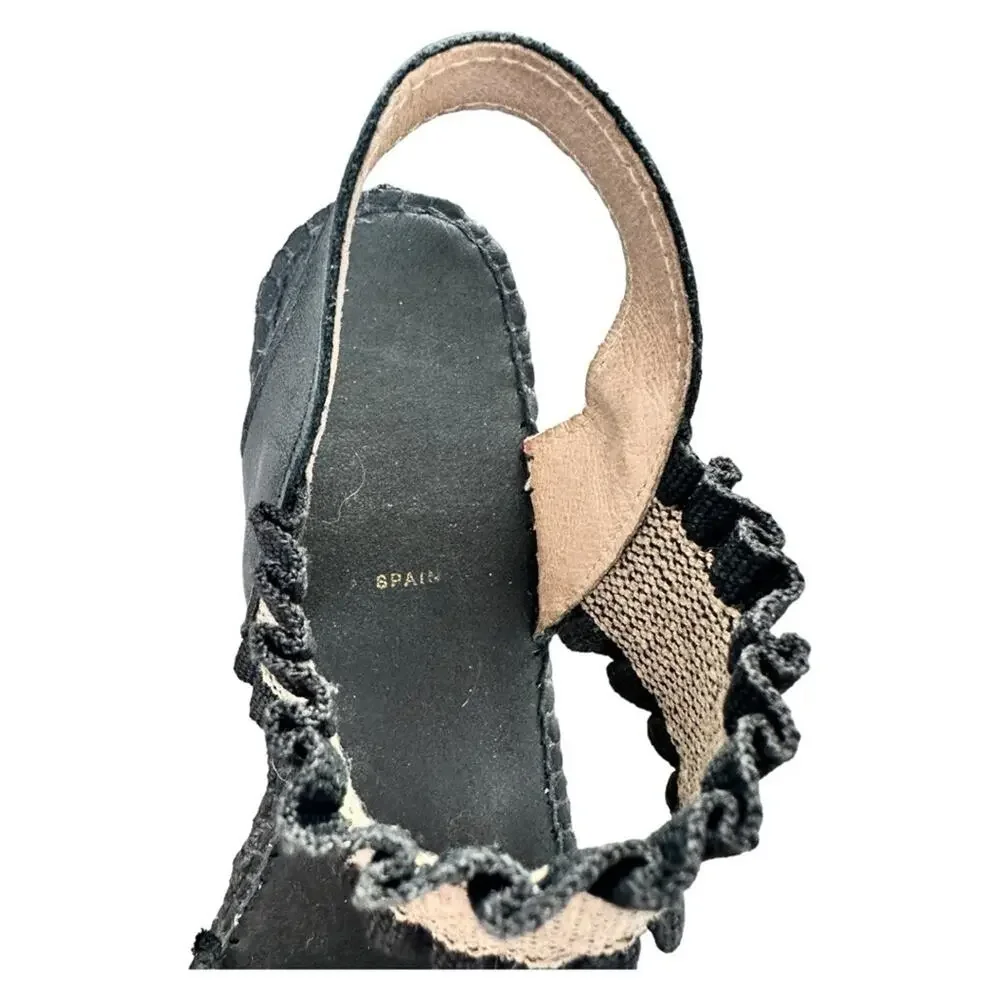 Juncal Aguirre - Mica Black Platform Espadrille Sandals Wedges